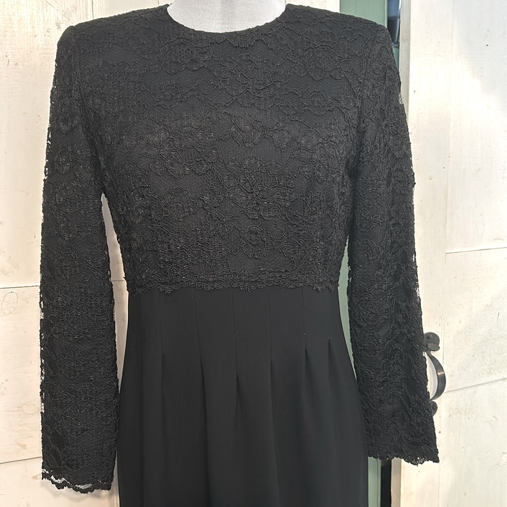 Vintage Liz Claiborne Dresses Little Black Dress Lace & Crepe Semi-formal Sz 6